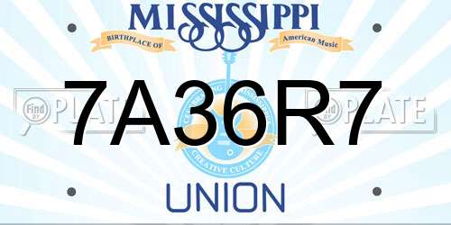 7A36R7 Mississippi License Plate