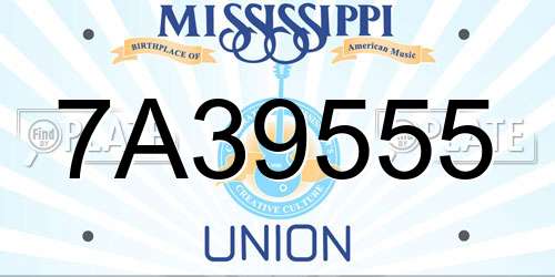 7A39555 Mississippi License Plate
