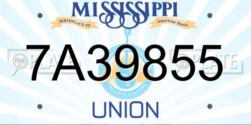 7A39855 Mississippi License Plate