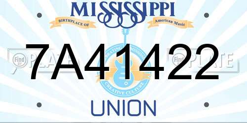 7A41422 Mississippi License Plate