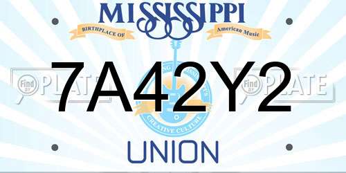 7A42Y2 Mississippi License Plate