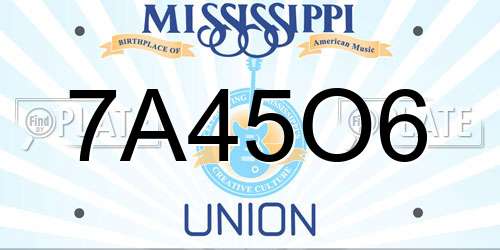 7A45O6 Mississippi License Plate