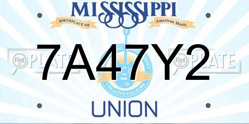 7A47Y2 Mississippi License Plate