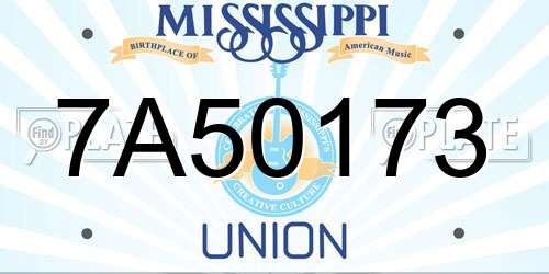7A50173 Mississippi License Plate