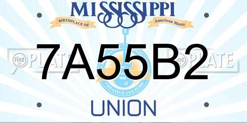 7A55B2 Mississippi License Plate