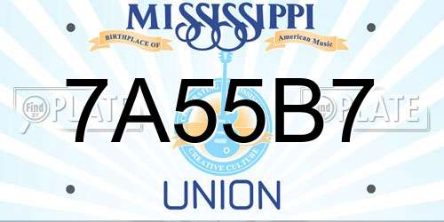 7A55B7 Mississippi License Plate