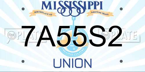 7A55S2 Mississippi License Plate