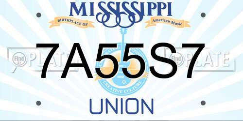 7A55S7 Mississippi License Plate