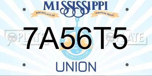 7A56T5 Mississippi License Plate