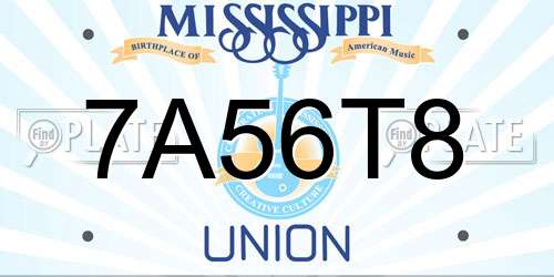 7A56T8 Mississippi License Plate
