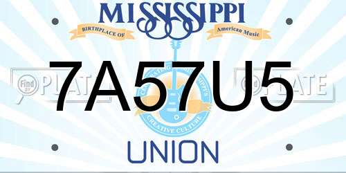 7A57U5 Mississippi License Plate