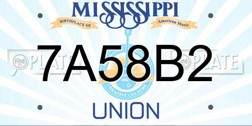 7A58B2 Mississippi License Plate