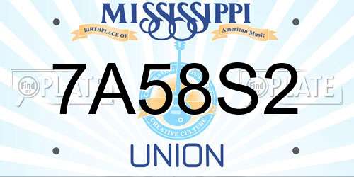 7A58S2 Mississippi License Plate