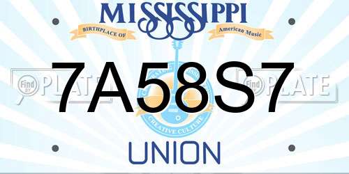 7A58S7 Mississippi License Plate