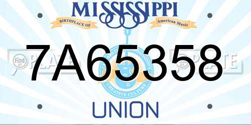 7A65358 Mississippi License Plate