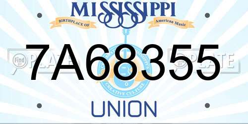 7A68355 Mississippi License Plate
