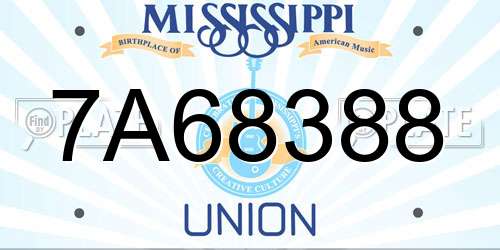 7A68388 Mississippi License Plate