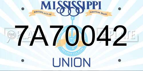 7A70042 Mississippi License Plate