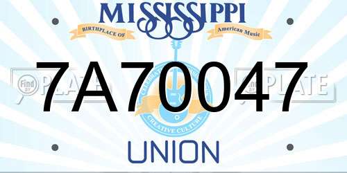 7A70047 Mississippi License Plate