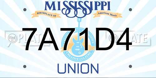 7A71D4 Mississippi License Plate