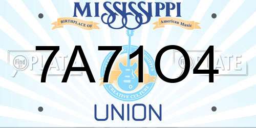 7A71O4 Mississippi License Plate