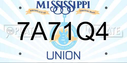 7A71Q4 Mississippi License Plate