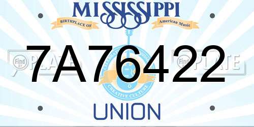 7A76422 Mississippi License Plate