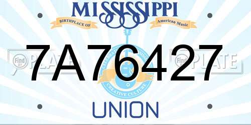 7A76427 Mississippi License Plate