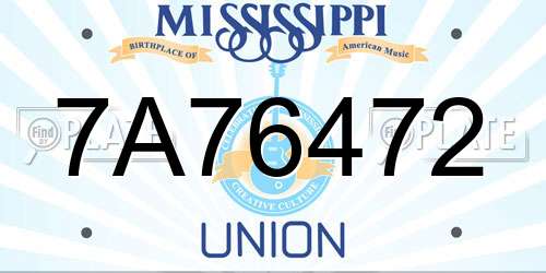7A76472 Mississippi License Plate