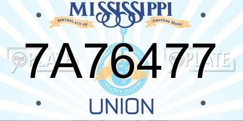 7A76477 Mississippi License Plate