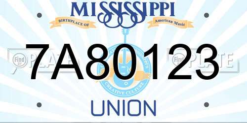7A80123 Mississippi License Plate