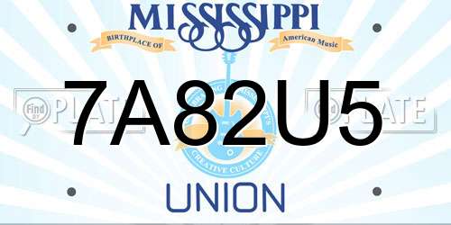 7A82U5 Mississippi License Plate