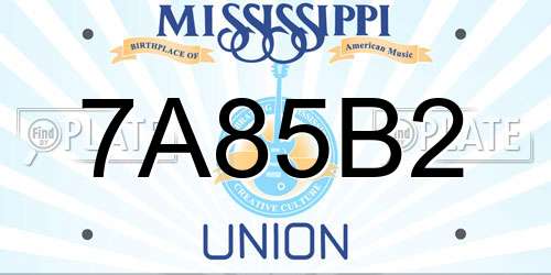 7A85B2 Mississippi License Plate