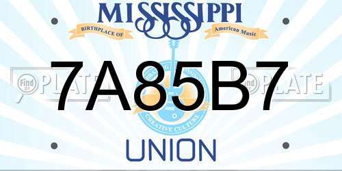 7A85B7 Mississippi License Plate