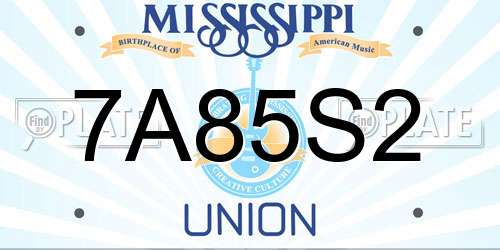 7A85S2 Mississippi License Plate