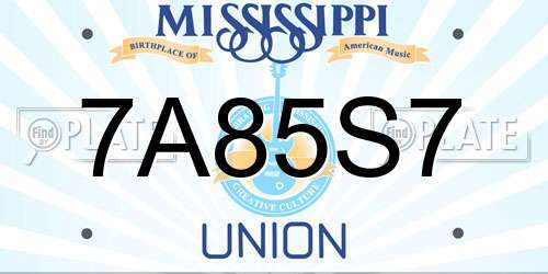 7A85S7 Mississippi License Plate