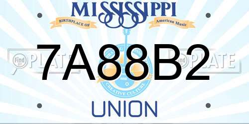 7A88B2 Mississippi License Plate