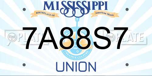 7A88S7 Mississippi License Plate