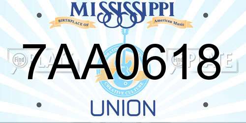 7AA0618 Mississippi License Plate