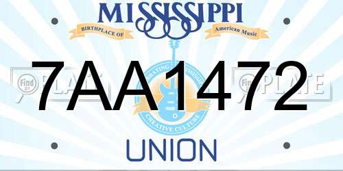 7AA1472 Mississippi License Plate