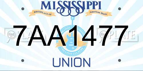 7AA1477 Mississippi License Plate