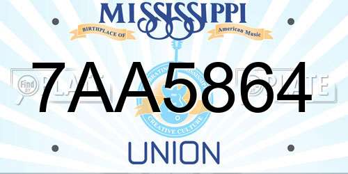 7AA5864 Mississippi License Plate