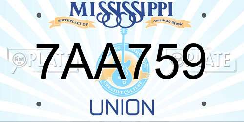 7AA759 Mississippi License Plate