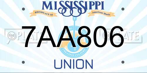 7AA806 Mississippi License Plate