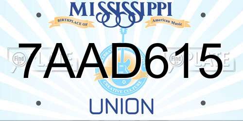 7AAD615 Mississippi License Plate