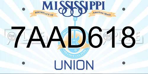 7AAD618 Mississippi License Plate