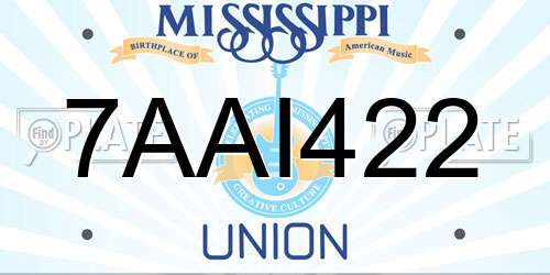 7AAI422 Mississippi License Plate