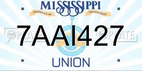 7AAI427 Mississippi License Plate