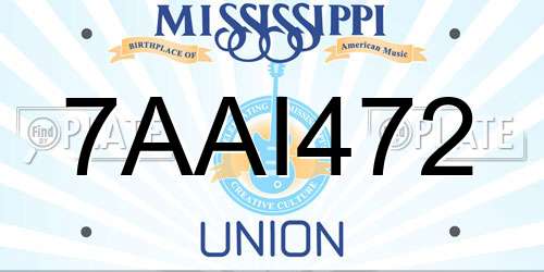 7AAI472 Mississippi License Plate