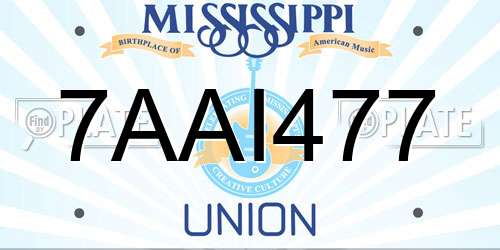 7AAI477 Mississippi License Plate